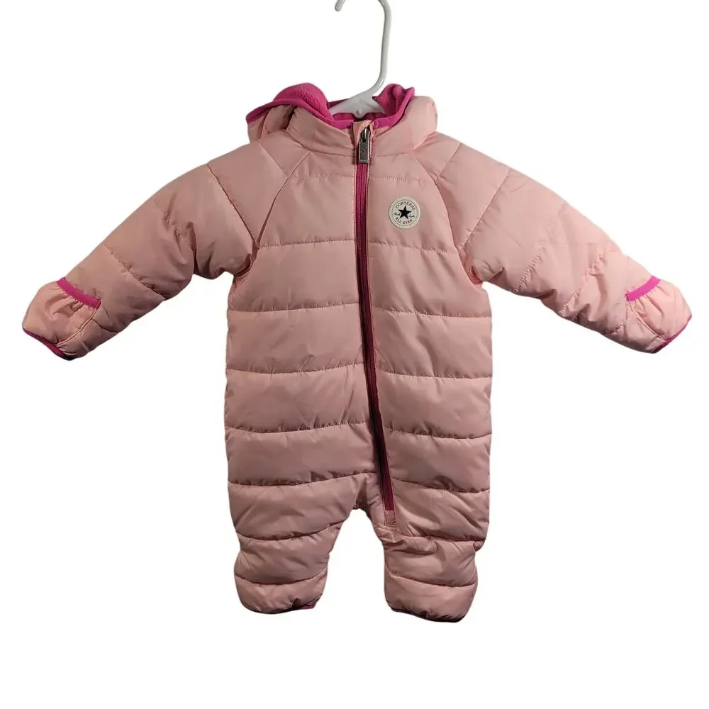 Converse Pink Infant Puffer Bunny Snow Suit Size 6 Months 21626-1281